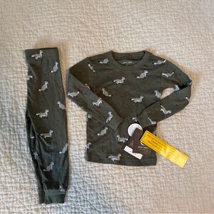 NWT Petit Lem Kids Pajama Set - Olive with Fox Print, organic